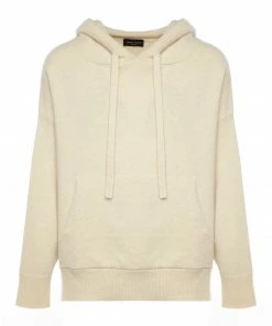 ROBERTO COLLINA Pull Capuche Laine Mérino Vanille