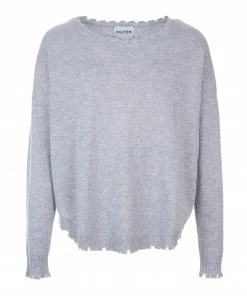 KUJTEN Pull Melah Col Rond Cachemire Gris Chiné, Exclusivité Lulli