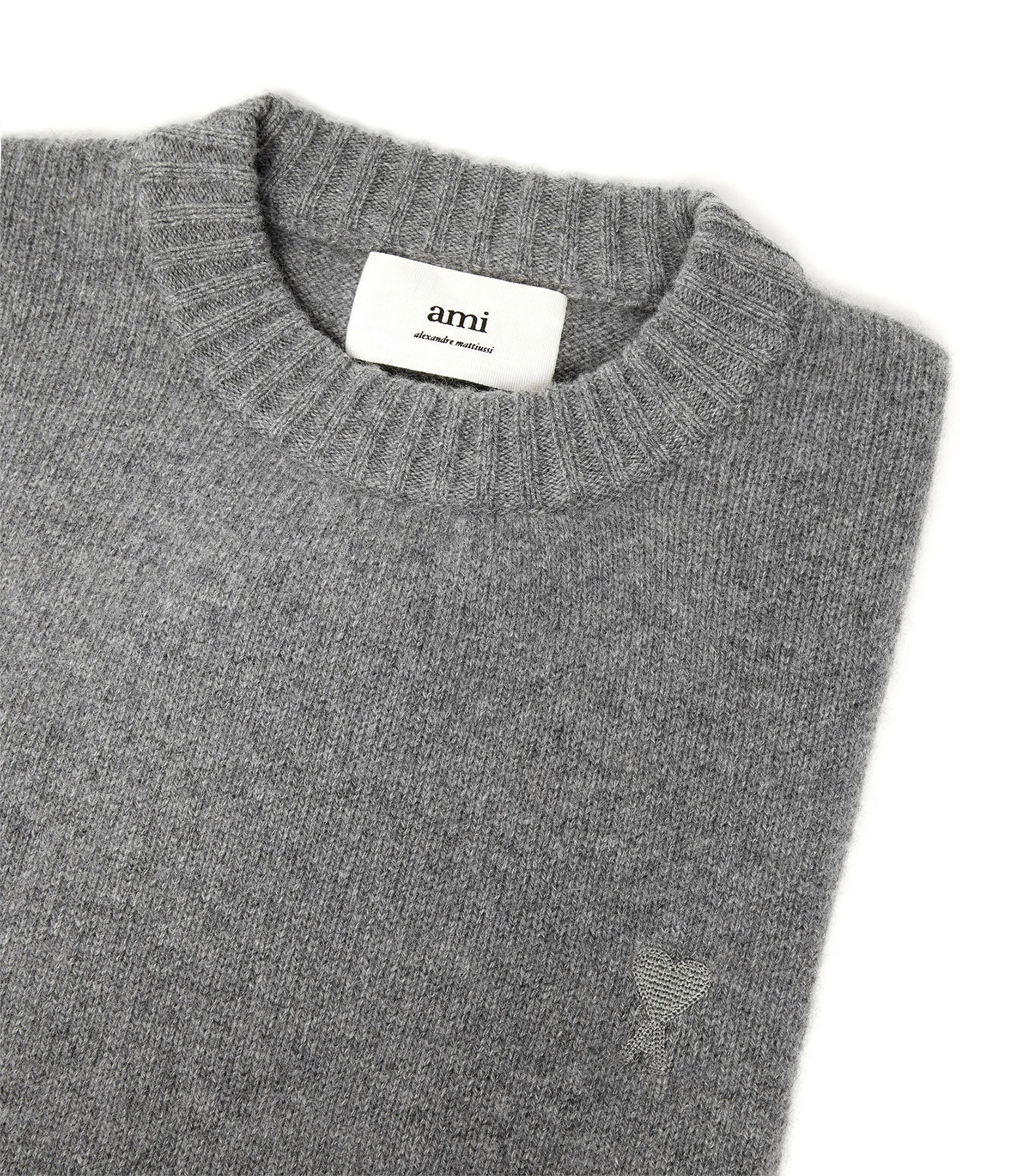AMI PARIS Pull Col Rond Ami De Cachemire Recyclé Gris 4 AMI PARIS Pull Col Rond Ami De Cachemire Recyclé Gris – Image 2
