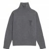 AMI PARIS Pull Col Roulé Unisexe Ami De Cœur Laine Gris Chiné -Boutique MAJESTIC FILATURES unnamed file 649