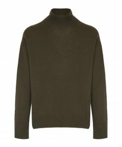MAJESTIC FILATURES Pull Col Montant Laine Cachemire Kaki