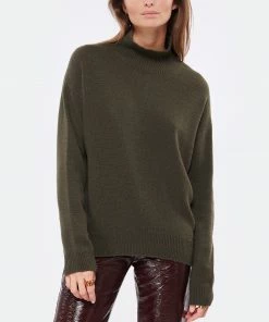 MAJESTIC FILATURES Pull Col Montant Laine Cachemire Kaki -Boutique MAJESTIC FILATURES unnamed file 671