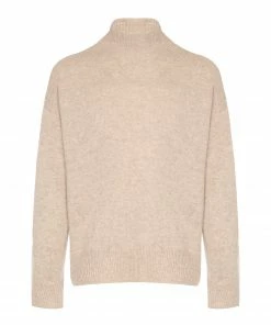 MAJESTIC FILATURES Pull Col Montant Laine Cachemire Ficelle