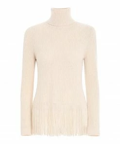 ZIMMERMANN Pull Franges Cachemire Laine Ivoire