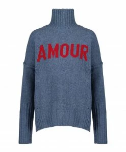 Boutique MAJESTIC FILATURES 12 ZADIG & VOLTAIRE Pull Alma Amour Laine Bleu Denim