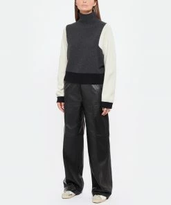 MAJESTIC FILATURES Pull Col Montant Laine Cachemire Anthracite Chiné -Boutique MAJESTIC FILATURES unnamed file 851