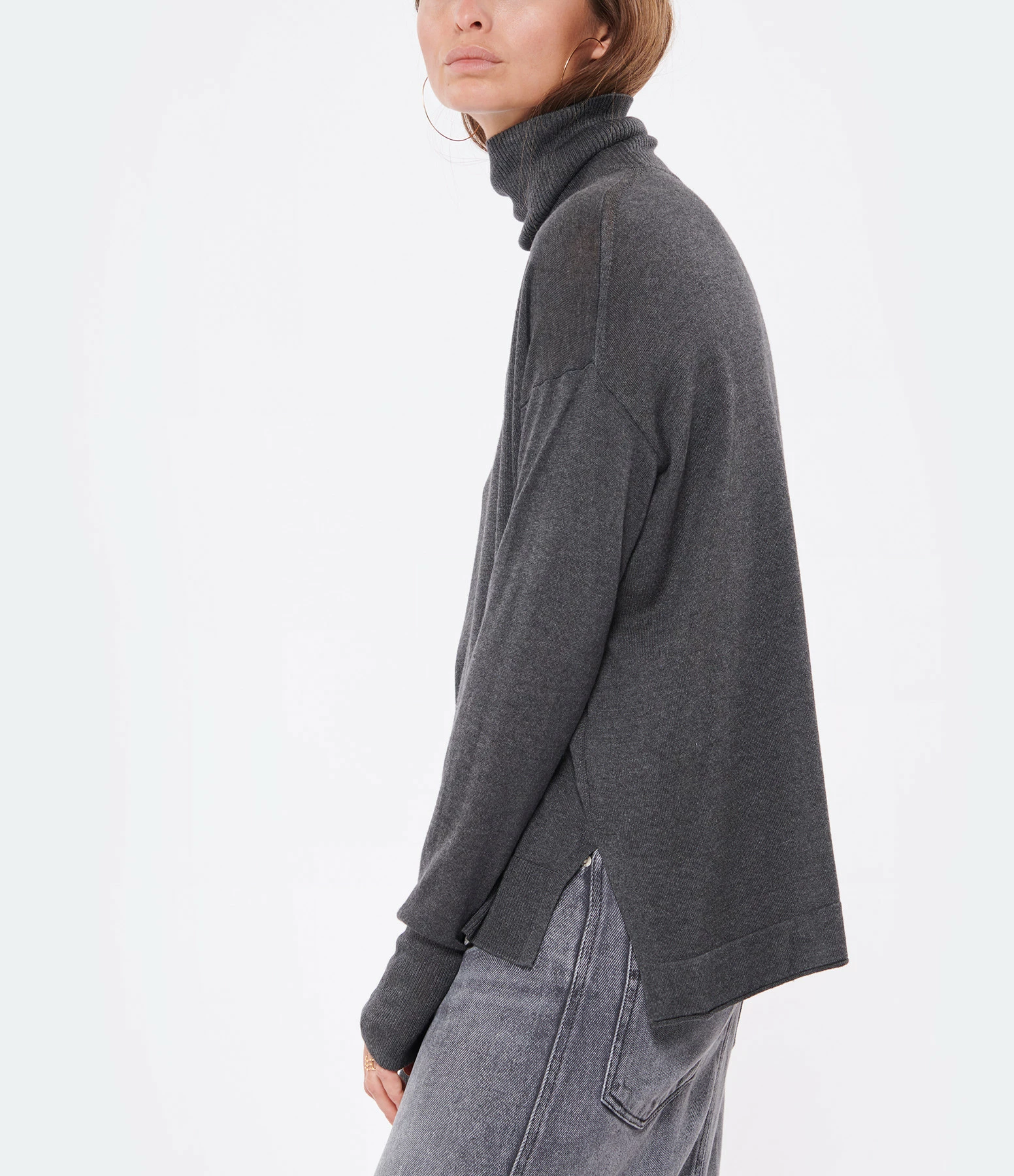 CT PLAGE Pull Col Montant Soie Cachemire Gris 5 CT PLAGE Pull Col Montant Soie Cachemire Gris – Image 3