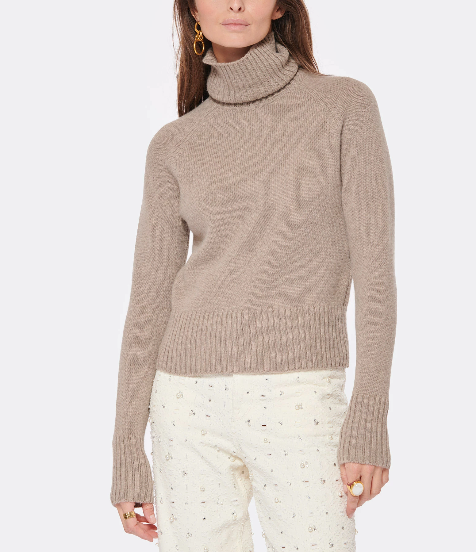 AMI PARIS Pull Col Roulé Laine Beige 5 AMI PARIS Pull Col Roulé Laine Beige – Image 3
