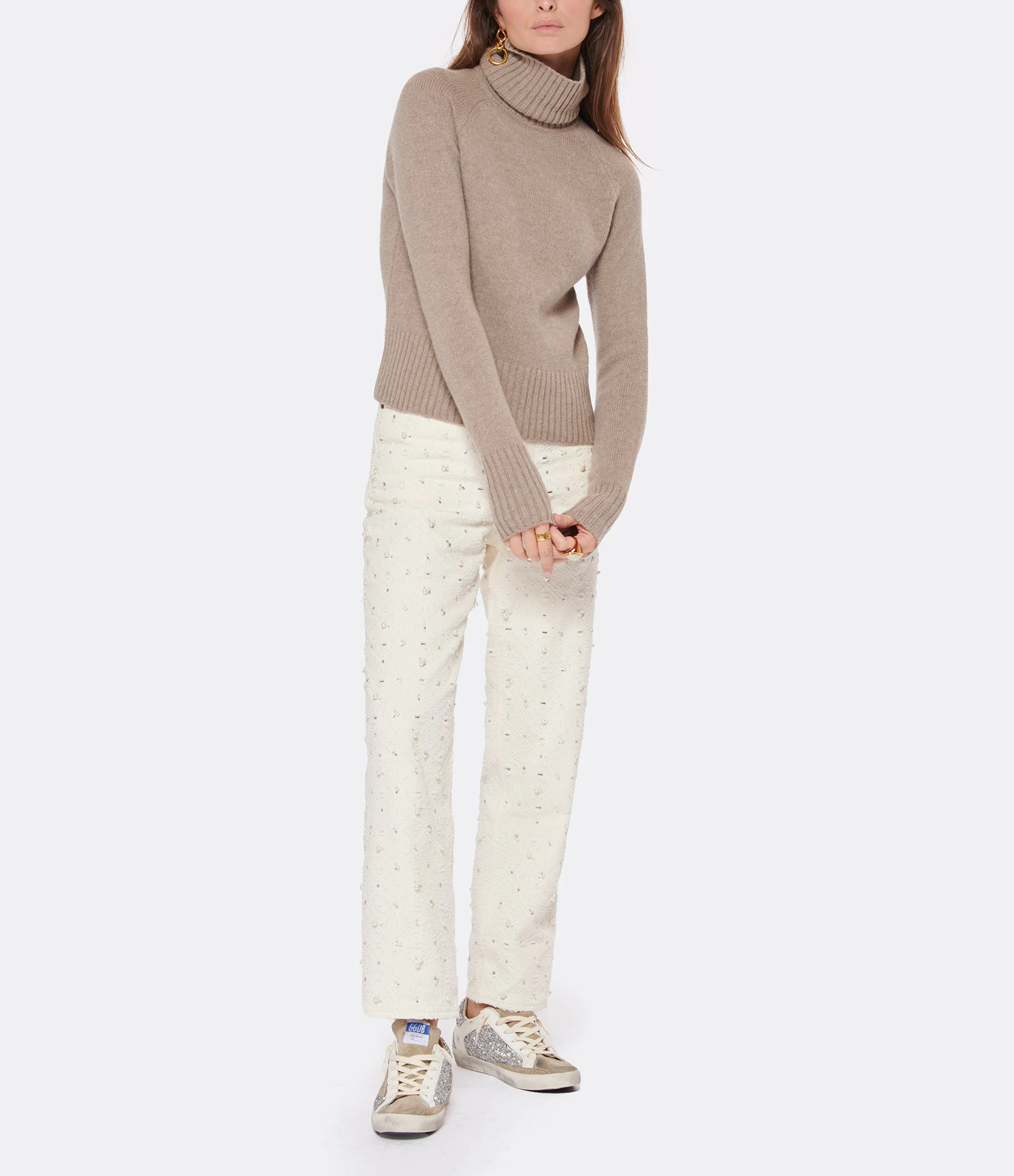 AMI PARIS Pull Col Roulé Laine Beige 6 AMI PARIS Pull Col Roulé Laine Beige – Image 4
