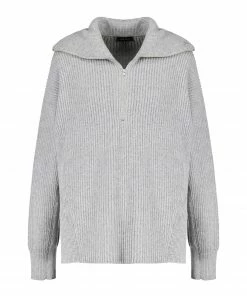 JEANNE VOULAND Pull Gabor Zipper Laine Gris