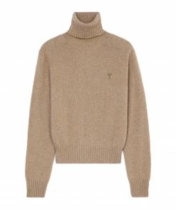 AMI PARIS Pull Oversize Ami De Cœur Cachemire Beige